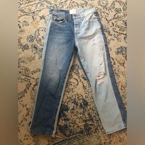 REVICE DENIM size 26 two tone distressed straight leg RN# 150079